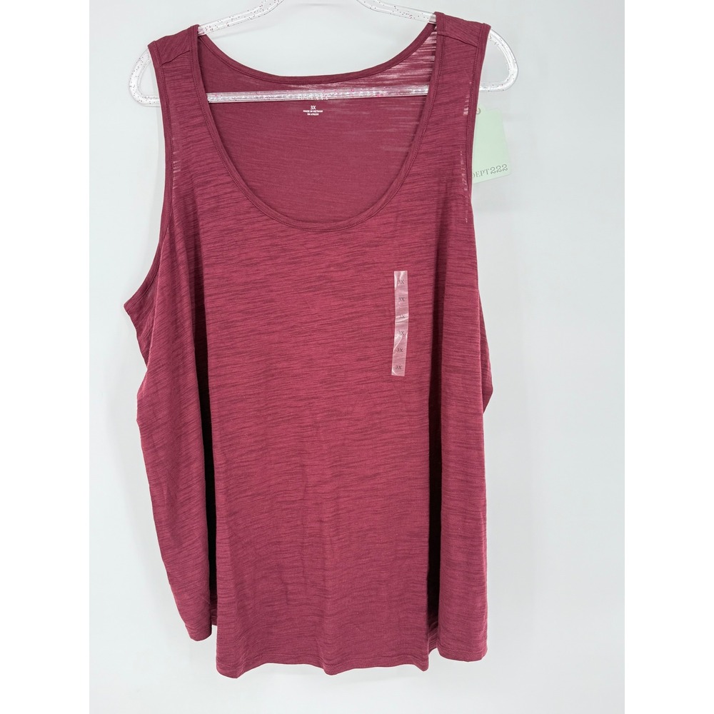 Dept 222 Women's Sz 3X Burgundy Heather Ed Tank Top Loose Fit Sleeveless NWT $24